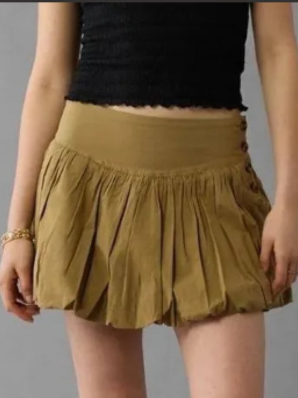NWT American Eagle Olive Green Bubble Skort Mid-Rise Stretch Size 4